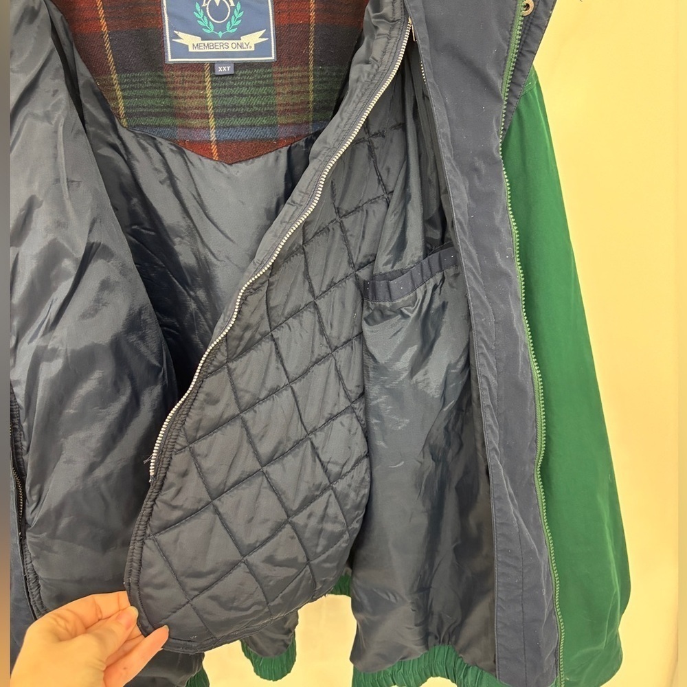 Members Only Green Jacket Mens Vintage Heavy Iconic Racer Quilted Lining XXT - Picture 4 of 16